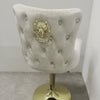 Valentino Cream Gold Lion Knocker Quilted Back Plush Velvet Gold Bar Stool