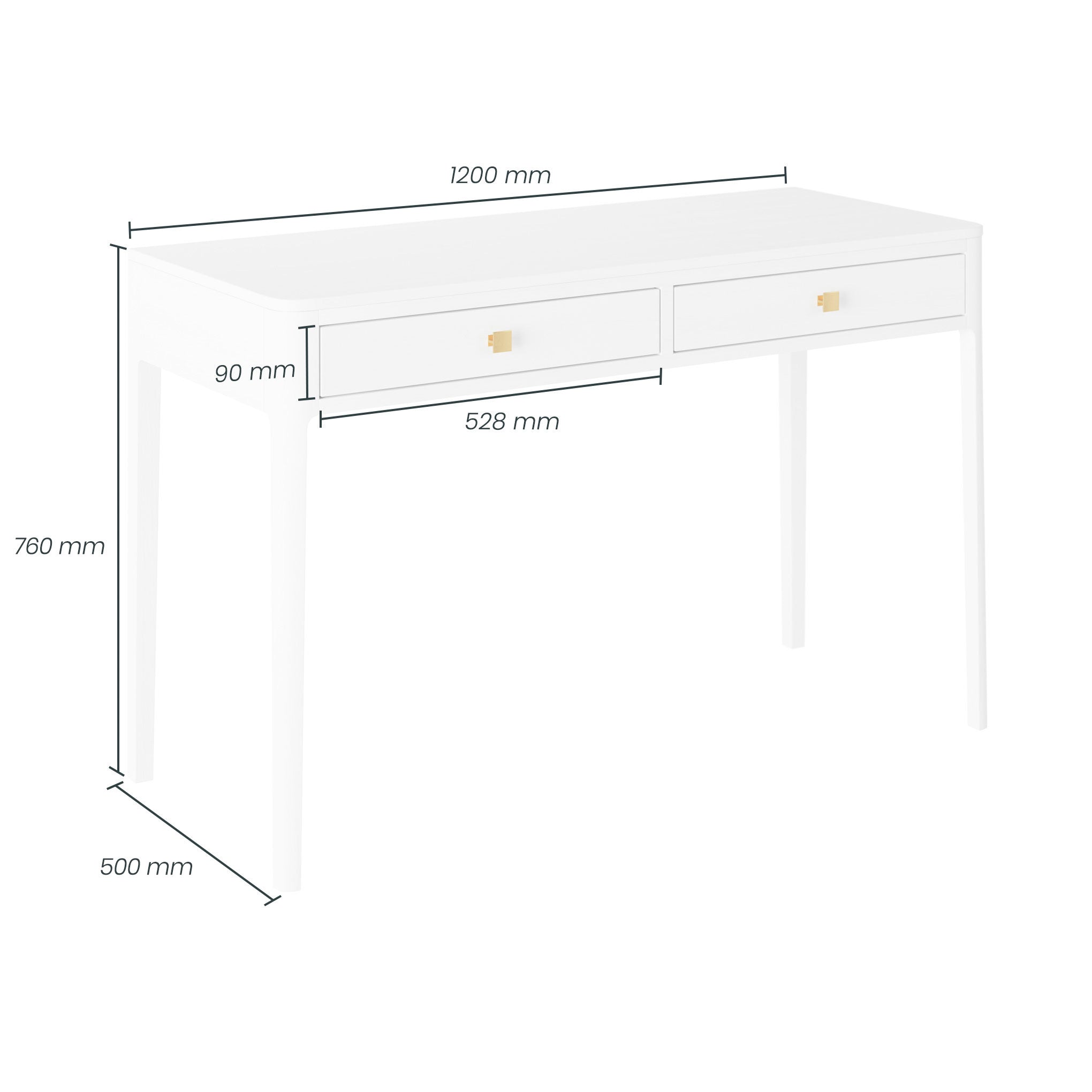 Abberley Desk White 2 Drawer