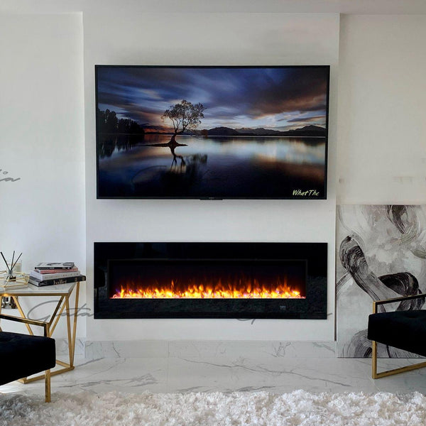 Aurora Black 50" Insert Electric Fire 10 Colour LED Glass Wall Mounted Inset PRE ORDER FOR JANUARY 2023-Esme Furnishings