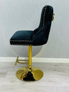 Valentino Black Gold Ring Knocker Quilted Back Plush Velvet Gold Bar Stool