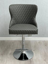 Valentino Grey PU Faux Leather Button Back Lion Knocker Barstool