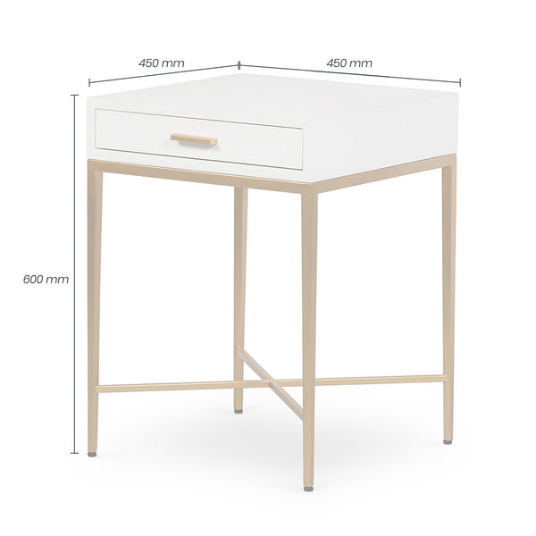 Berkeley End Table White 1 Drawer