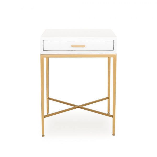 Berkeley End Table White 1 Drawer