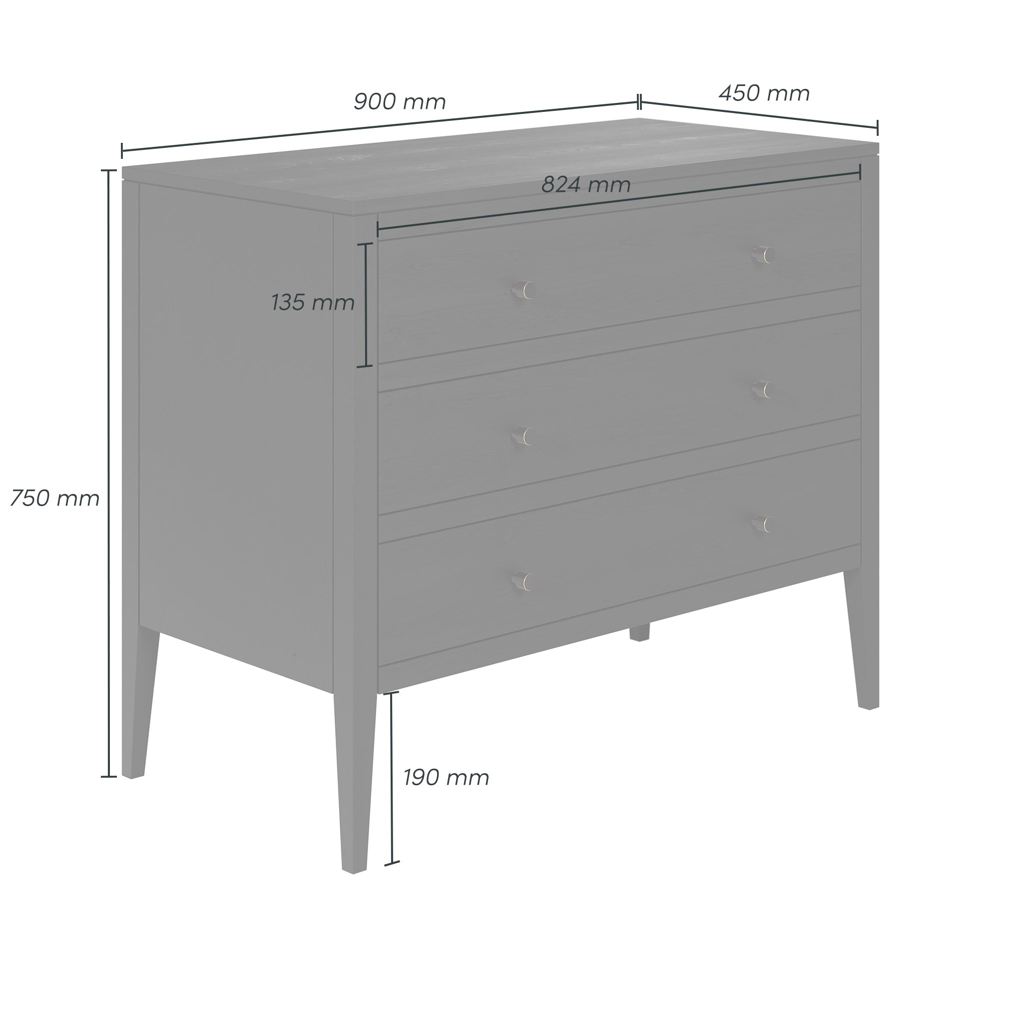 Radford Chest of 3 Drawers Black