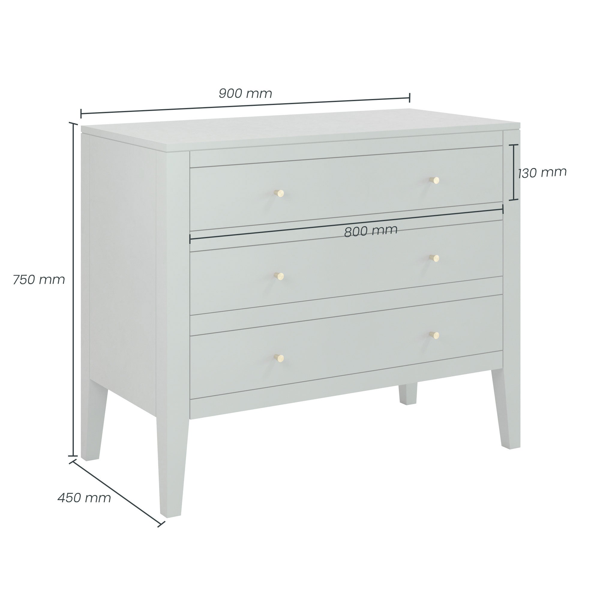 Alton Chest of 3 Drawers Pigeon Grey