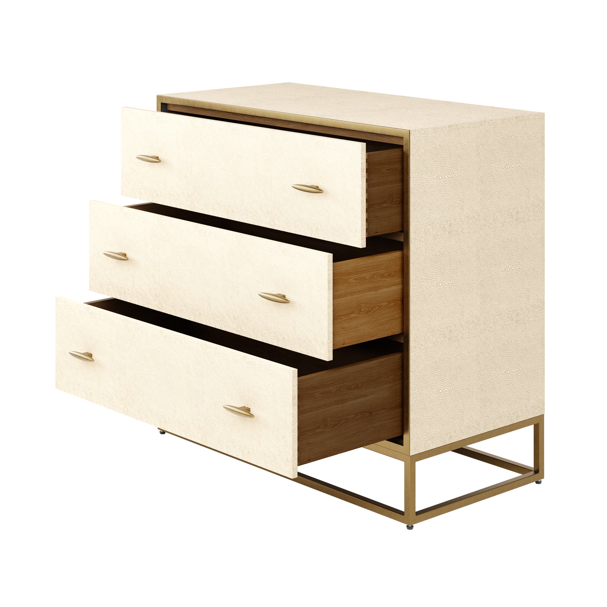 Hampton Chest of 3 Drawers Ivory Shagreen