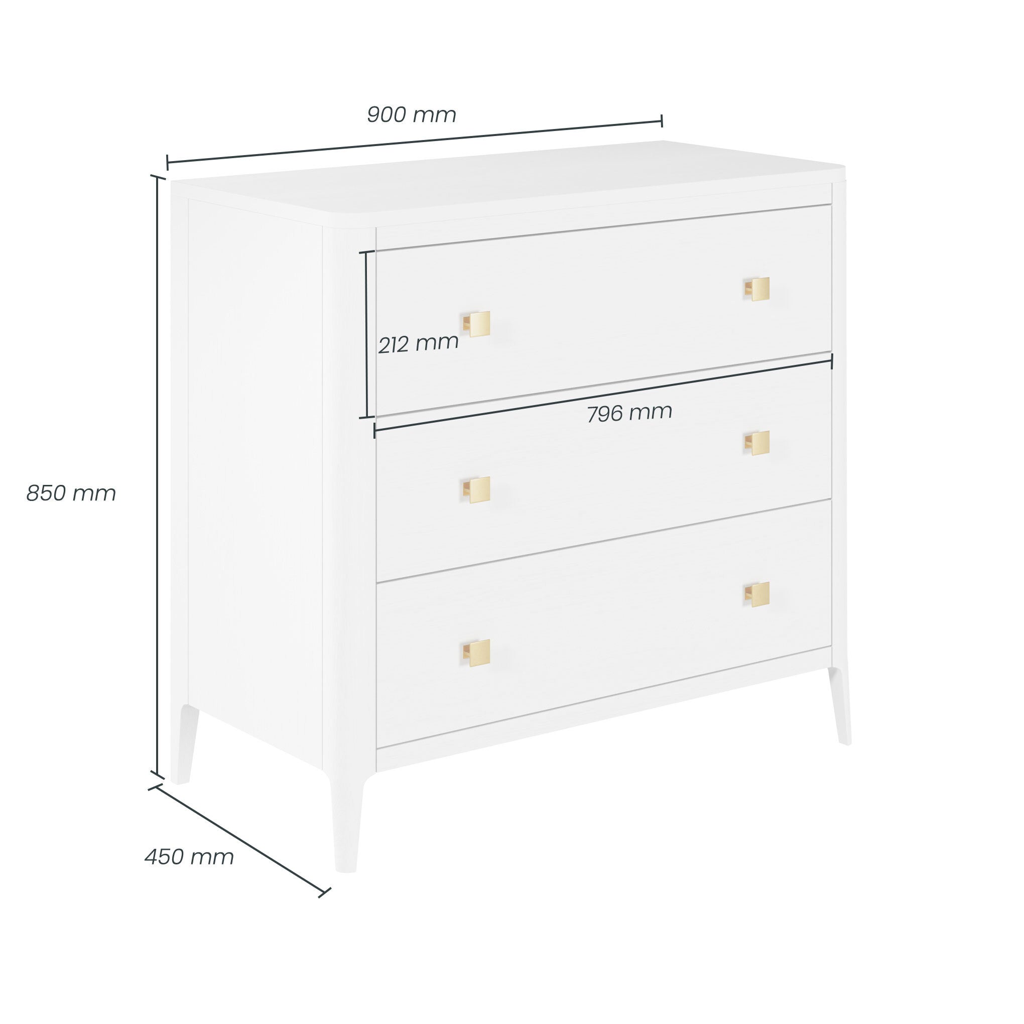 Abberley Chest of 3 Drawers White