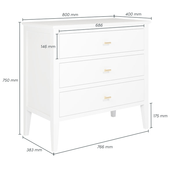 Chilworth Chest of 3 Drawers White