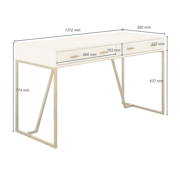 Hampton Desk Dressing Table Ivory Shagreen 2 Drawer