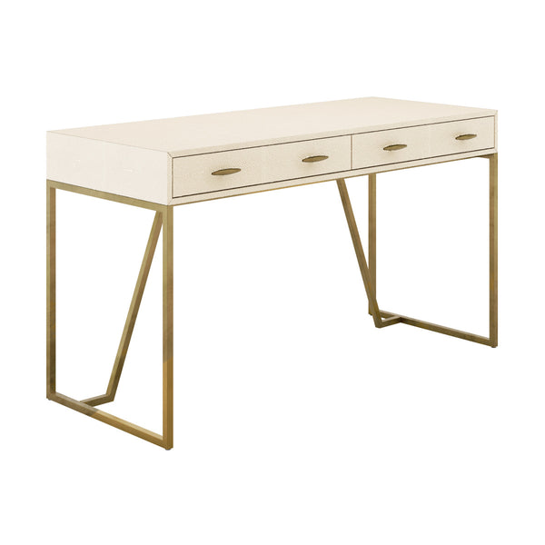 Hampton Desk Dressing Table Ivory Shagreen 2 Drawer