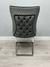 Belgravia Grey French Plush Velvet Button Back Dining Chair With Silver Legs