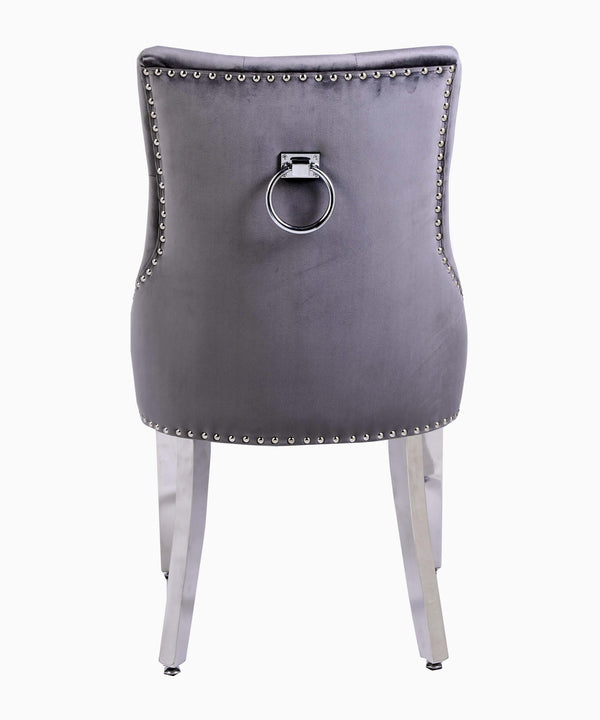 Knightsbridge Dark Grey Knocker Back Chrome Leg Dining Chair