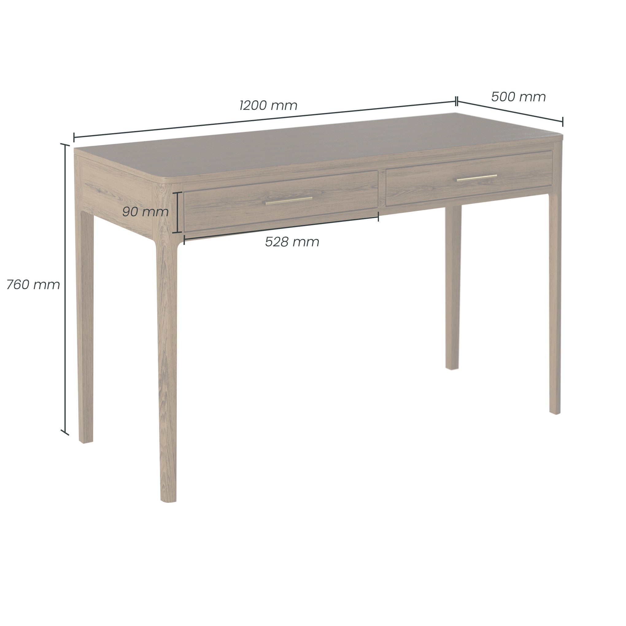 Abberley Desk Brown 2 Drawer