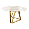 Nero 130cm Round Gold Dining Table with Pandora Gold Sintered Stone Top & Etta Beige PU Leather Dining Chair