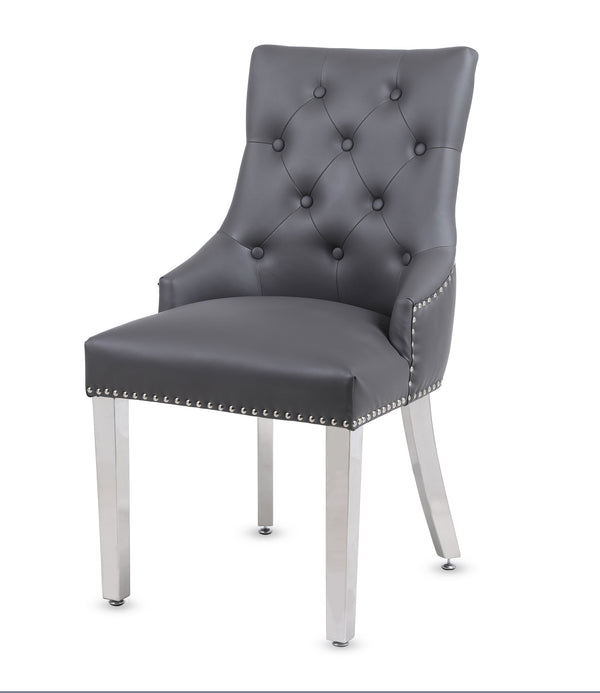 Knightsbridge Hudson Grey PU Leather Dining Chair Ring Knocker