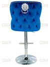 Valentino Navy Quilted French Velvet Chrome Leg Bar Stool