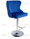 Valentino Navy Quilted French Velvet Chrome Leg Bar Stool