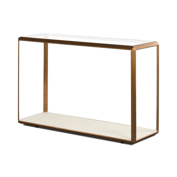 Elmley Glass Top Console Table Ivory