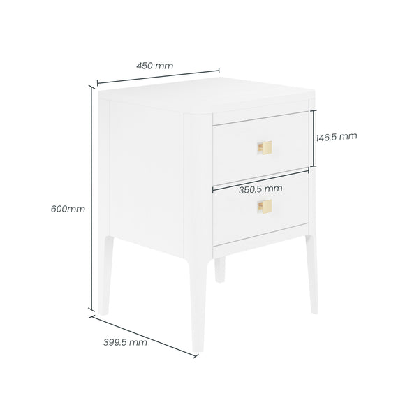 Abberley Bedside White Oak 2 Drawers