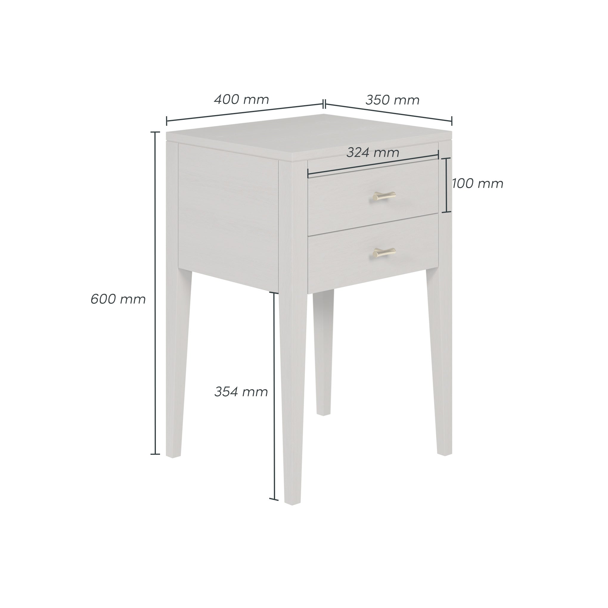 Radford Bedside Grey 2 Drawers