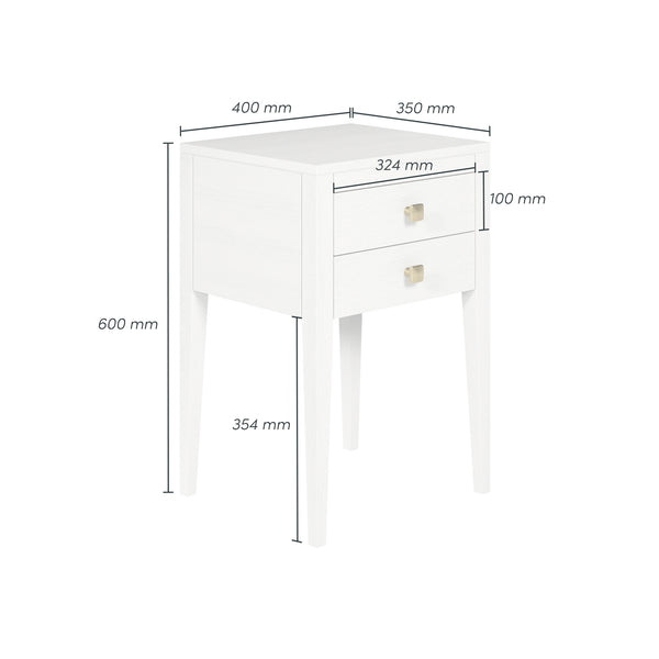 Radford Bedside White 2 Drawers