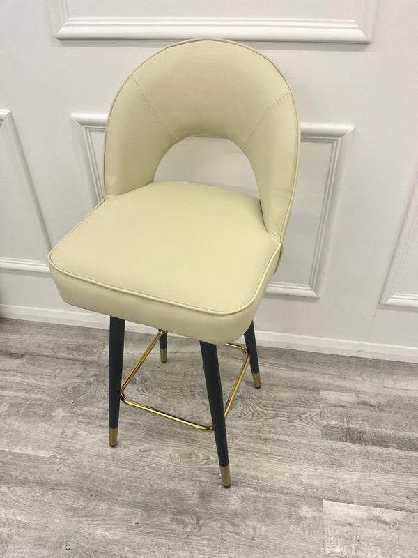 Astra Beige PU Leather Black / Gold Bar Stool