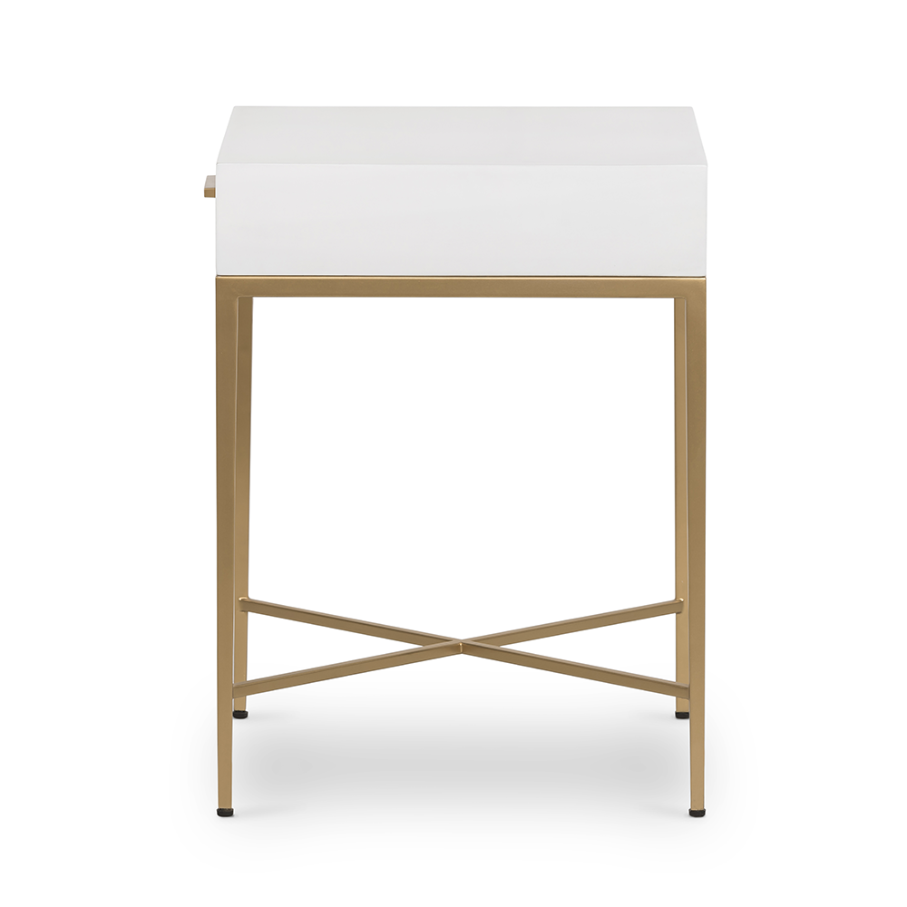 Berkeley End Table White 1 Drawer