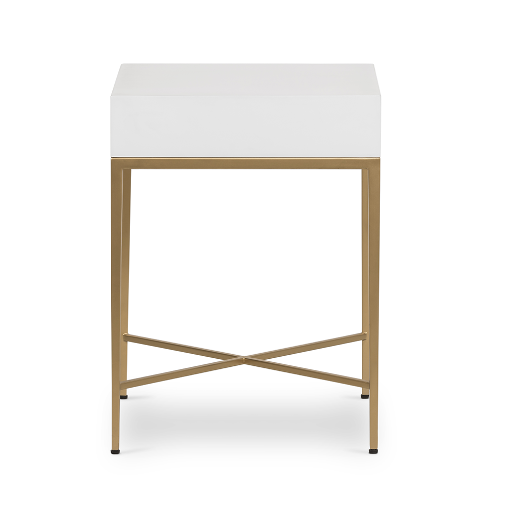 Berkeley End Table White 1 Drawer