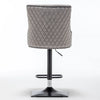 Diego, Light Grey French Velvet, Quilted Back Barstool With Black Base