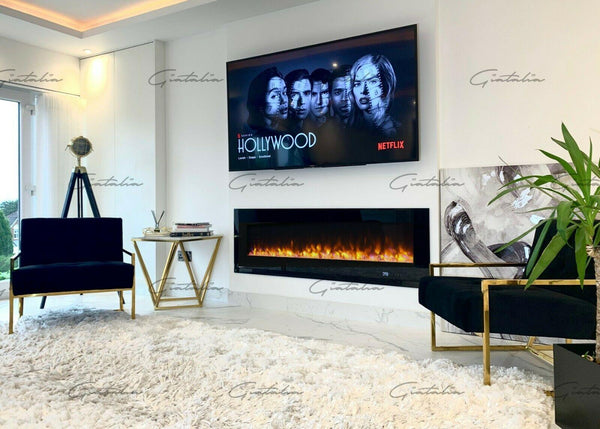 Aurora Black 50" Insert Electric Fire 10 Colour LED Glass Wall Mounted Inset PRE ORDER FOR JANUARY 2023-Esme Furnishings