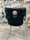 Valentino Quilted Velvet Chrome Leg Lion Knockerback Dining Chair - Black - AR Furnishings - Specialists In Bringing Luxury Into Your Home.