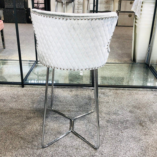 Osaka Silver Crushed Quilted Bar Stool - AR Furnishings