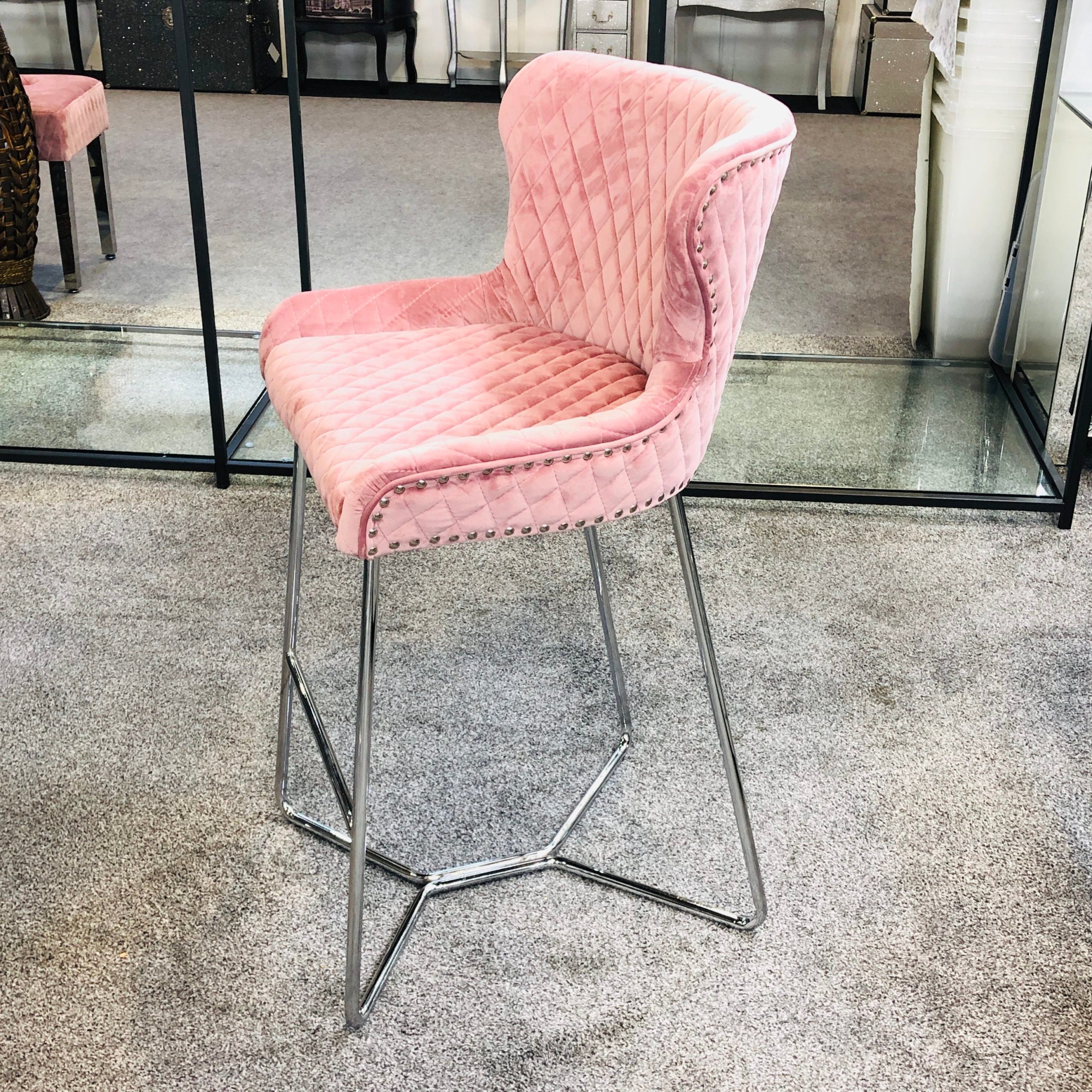 Osaka Pink Quilted Bar Stool - AR Furnishings