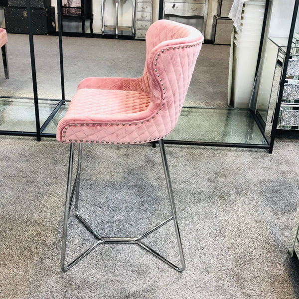 Osaka Pink Quilted Bar Stool - AR Furnishings