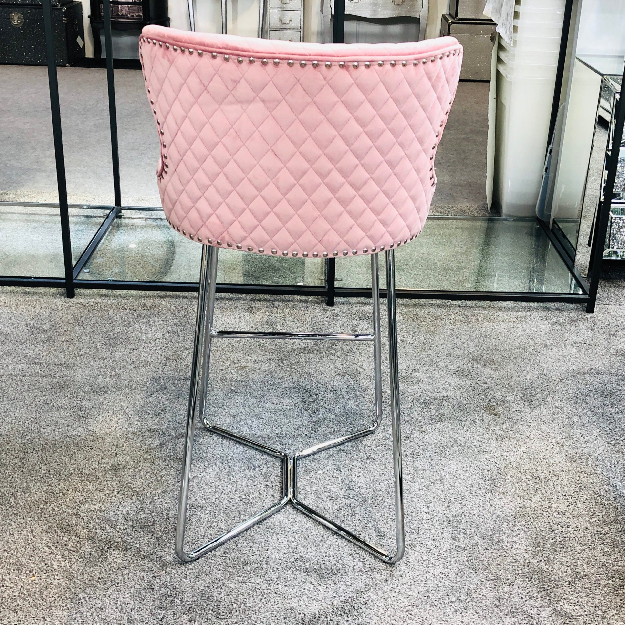 Osaka Pink Quilted Bar Stool - AR Furnishings