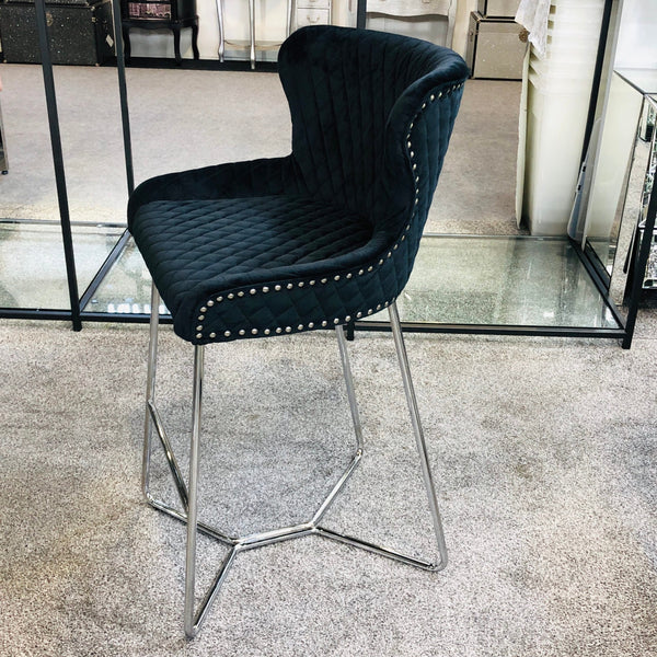 Osaka Black Quilted Bar Stool - AR Furnishings