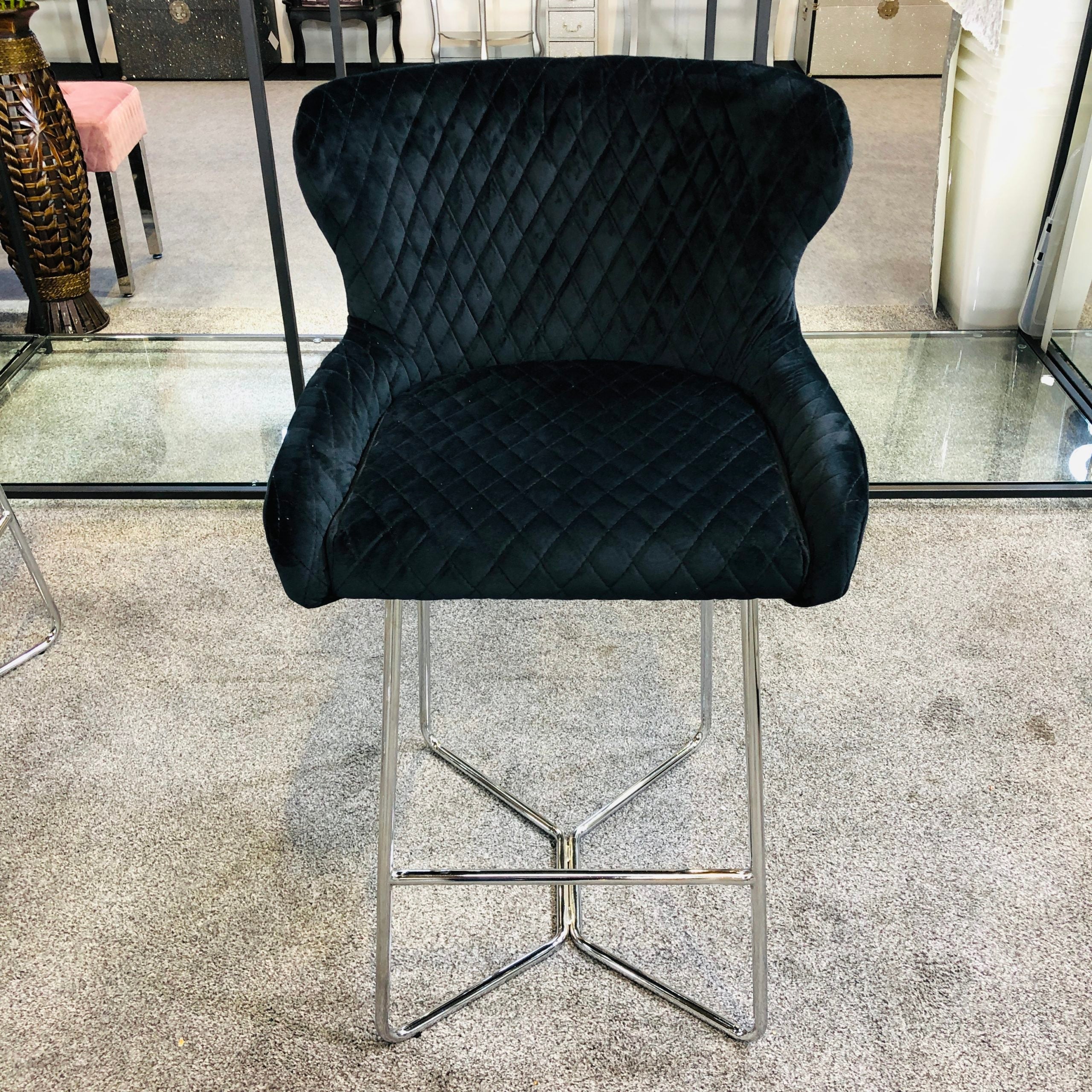 Osaka Black Quilted Bar Stool - AR Furnishings