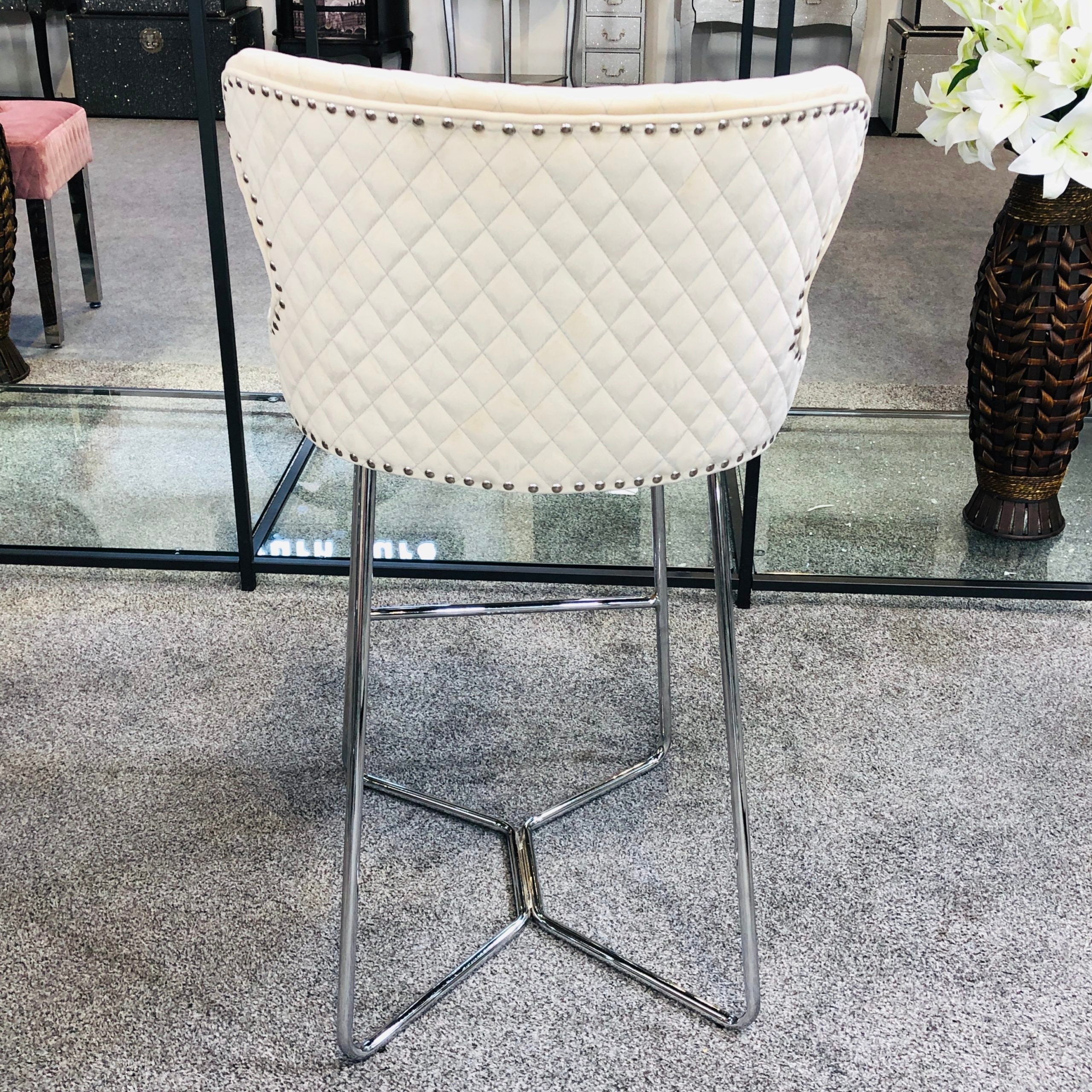 Osaka Mink Quilted Bar Stool - AR Furnishings