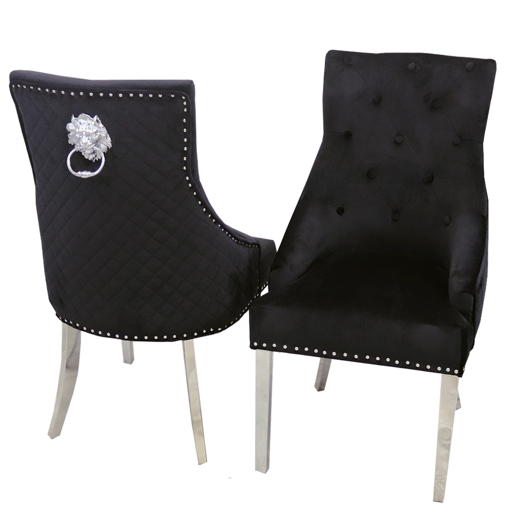 Bentley Dining Chair All Colours with Lion Knocker & Quilted Back - AR Furnishings