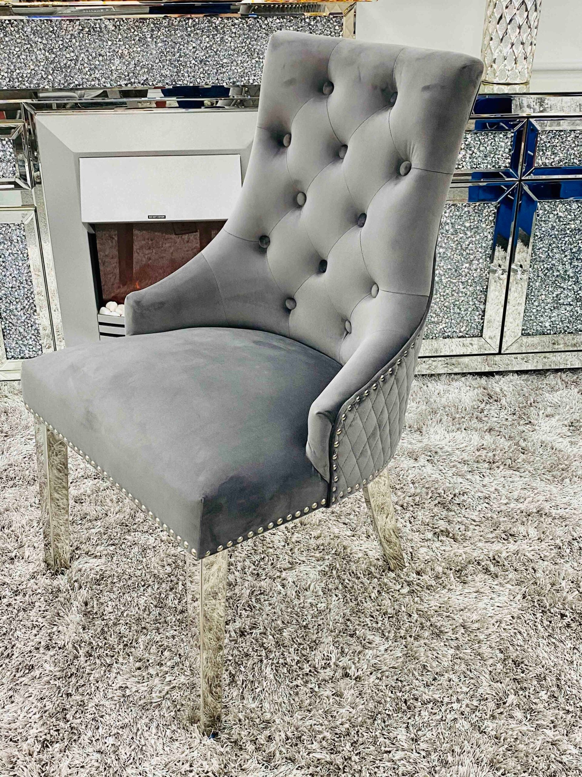 Majestic Grey Quilted Knocker Back Dining Chairs - AR Furnishings