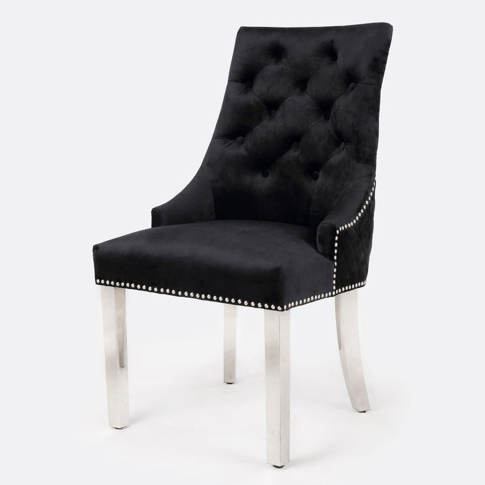 Majestic Black Quilted Knocker Back Dining Chair - AR Furnishings