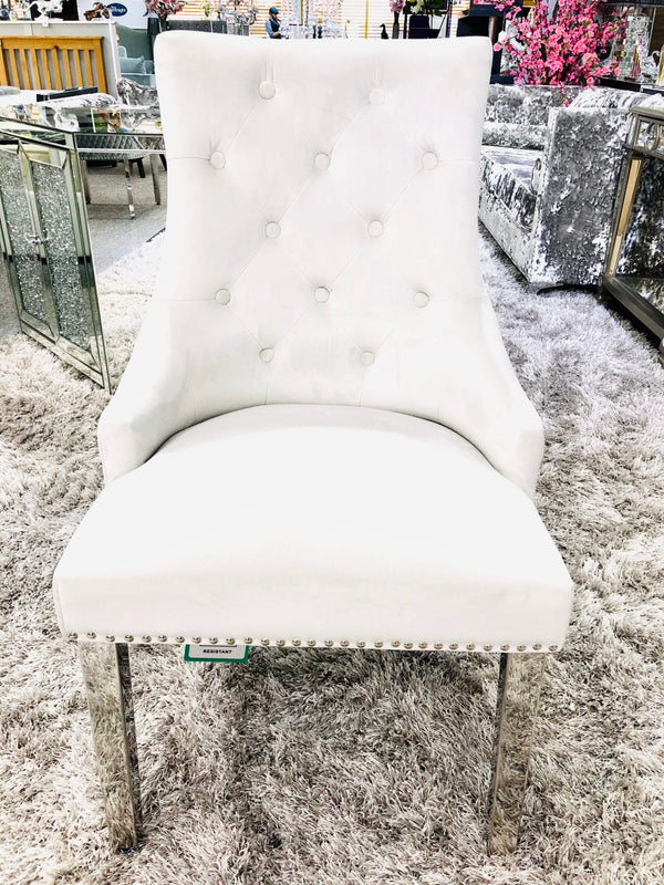 Majestic Silver Quilted Knocker Back Dining Chair - AR Furnishings