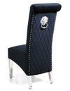 Sophia Black French Velvet Lion Knocker Dining Chair With Chrome Legs - AR Furnishings