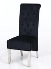 Sophia Black French Velvet Lion Knocker Dining Chair With Chrome Legs - AR Furnishings