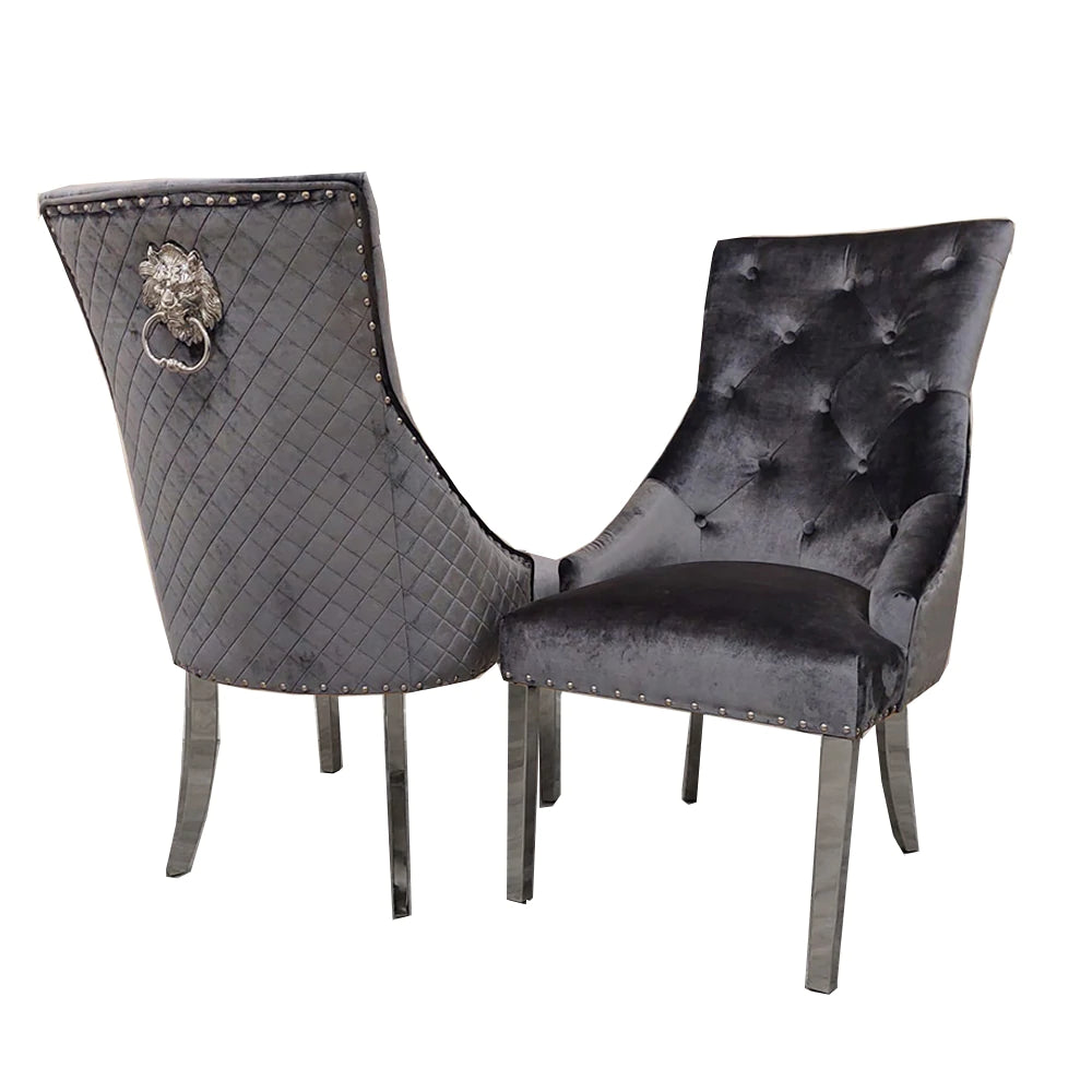 Bentley Dining Chair All Colours with Lion Knocker & Quilted Back - AR Furnishings