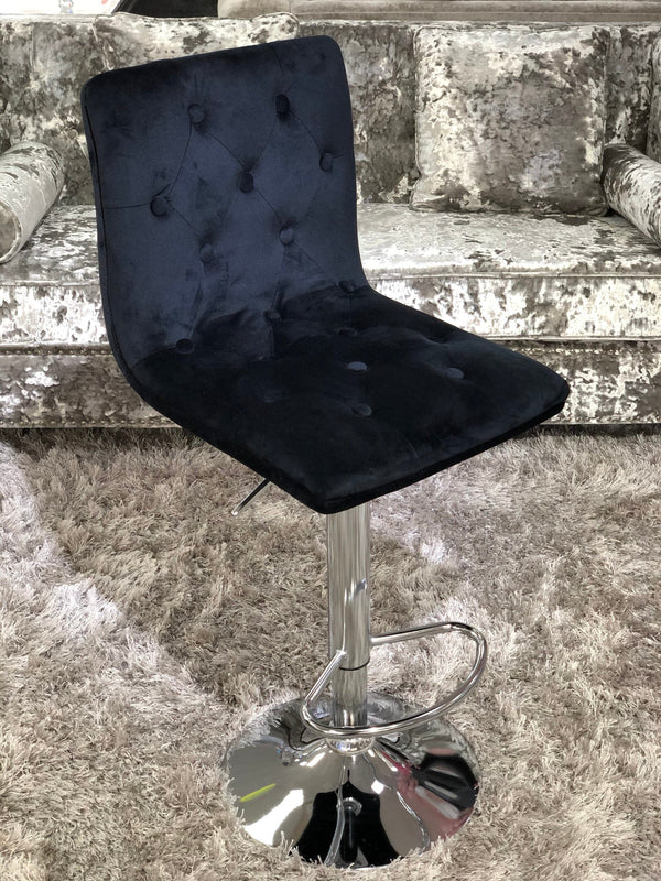 Elegant Black Plush Fabric Bar Stool - AR Furnishings