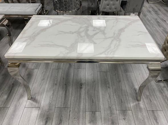 Louis White Marble Dining Table Select Size