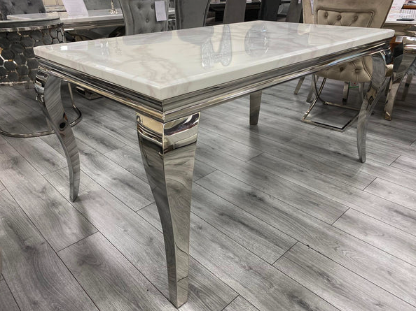 Louis White Marble Dining Table Select Size