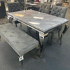 Louis Grey Marble Dining Table Select Size