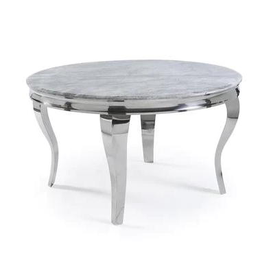 Louis 130cm Round Grey Marble Dining Table